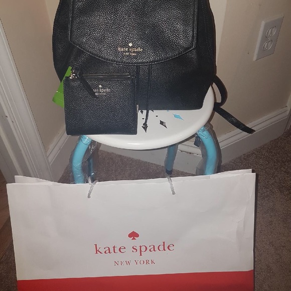 New Kate Spade black leather book bag and wallet main image 4